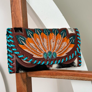 เคสหนังวัวแกะสลักเคสโทรศัพท์กระเป๋าคลัทช์ใส่บัตรแบบมือกระเป๋าสตางค์แบบตะวันตกที่ทันสมัย - Product Image 2