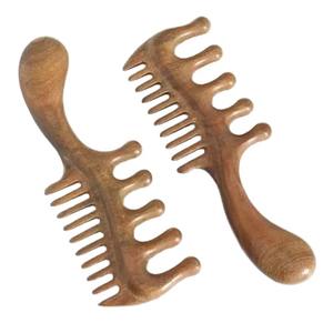Peigne de massage des méridiens à manche long et large, en acier inoxydable, à dents larges, fait main, confortable et élégant pour la maison - Product Image 1