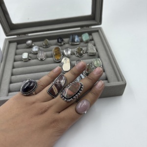 Factory Wholesale Brass <b>Silver</b> Plated Bezel Setting Cocktail <b>Rings</b> Gemstone Fashion Jewelry Assorted <b>Ring</b> <b>Set</b> - Product Image 3