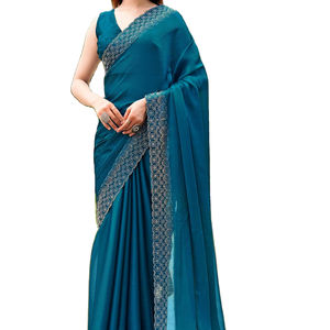 Sari Clásico Tradicional de Chifón Swarnima - Sin Arrugas y Absorbente de Humedad, Ideal para Fiestas y Uso en Invierno - Product Image 1