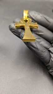 GRA Certified VVS Moissanite Diamond Iced Out <b>Cross</b> Pendant Necklace In Yellow Gold Plated 925 Silver Hip Hop Pendant For <b>Men</b> - Product Image 3