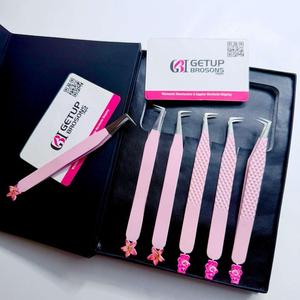 GETUP BROSONS IMPEX ที่คีบขนตาสีชมพู 90/ไอโซเลชั่น/บูท แหนบคีบขนตา สแตนเลสสตีล ปลายเรียบ ป้องกันไฟฟ้าสถิตย์ ป้องกันแม่เหล็ก - Product Image 4
