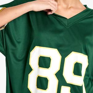 Camiseta de fútbol americano de poliéster 100% con cuello en V para mujer al por mayor, nueva camiseta de fútbol de gran tamaño a la moda para mujer, lo mejor para el verano - Product Image 5