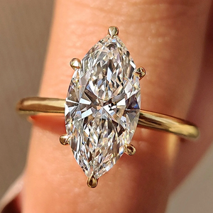 Bague de fiançailles solitaire en diamant de laboratoire taille marquise de qualité supérieure, or blanc 14 carats, bijoux tendance pour femmes, mariage et soirée - Product Image 1