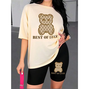 Dernière mode décontractée pour femmes, ensemble personnalisé 2 pièces en tricot imprimé 100% coton respirant et écologique, streetwear d'été - Product Image 6