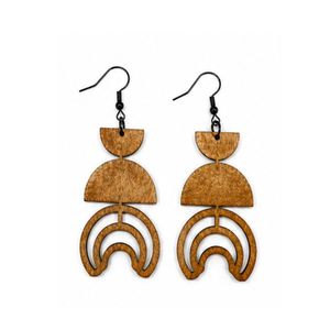 Boucles d'oreilles en bois pour femmes, légères, ajourées, élégantes, minimalistes, naturelles, pour un usage quotidien - Product Image 2