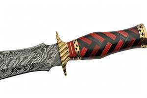 Handcrafted Damascus Steel Detail Utility <b>Craft</b> <b>Knife</b> Red Wood Handle Brass Guard Slicer - Product Image 2