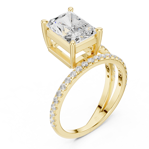 Designer 3 Carat Lab Grown Radiant Cut <b>Split</b> Shank Engagement <b>Ring</b> 14K Gold IGI Certified VS1 E Diamond for Anniversary Wedding - Product Image 3