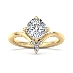 Luxury <b>Cushion</b> Moissanite Diamond 925 Silver Unique Curved Band For Women <b>Wedding</b> <b>Ring</b> - Product Image 1