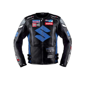 Chaqueta de Motociclismo Zuzuki Unisex de Cuero Vacuno, Nivel 2 CE, Impermeable, con Estampado, Equipo de Protección para Adultos - Product Image 1