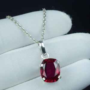 Pendentif unique en rubis rouge taille coussin 18 carats en argent sterling 925, collier bijou pierre précieuse de guérison - Product Image 4