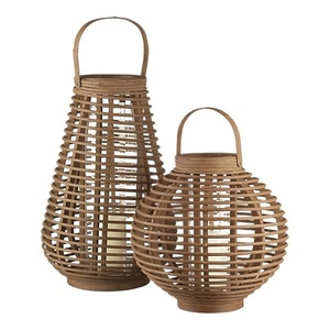 Porte-bougie chauffe-plat rond en osier fait main avec pot en verre résistant à la chaleur, écologique, décoration d'intérieur, lanterne réutilisable, Noël - Product Image 3