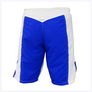 Shorts de MMA et d'arts martiaux pour hommes, bleu et blanc, écologiques, imperméables, à séchage rapide, avec taille élastique et poches - Product Image 4