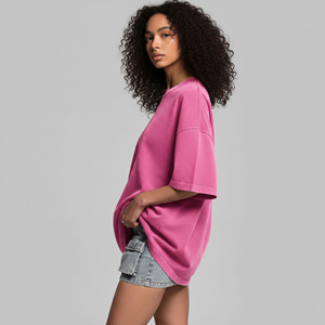 OEM/ODM T-shirt décontracté d'été pour femme, 100% coton, écologique, délavé à l'acide, coupe classique, respirant, style hip-hop, haute qualité - Product Image 6