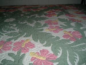 <b>Handmade</b> Designer 100% Cotton Vintage Hawaiian <b>Quilts</b> with Embroidery Eco-Friendly Home & Hotel Bedding Decor - Product Image 1