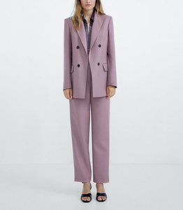 Dernier Style – Ensemble tailleur pantalon et blazer croisé en polyester mélangé pour femme – Tenue de travail formelle et professionnelle - Product Image 1
