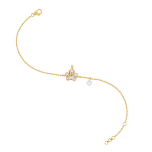 Bracelet Royal Crown Diamond avec chaîne en or jaune et motif architectural central - Product Image 3