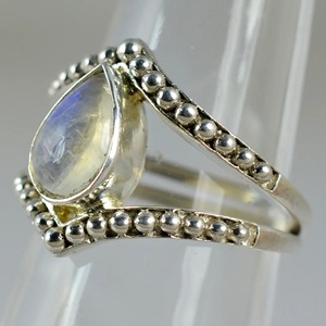 Rainbow Moonstone <b>Ring</b> 925 Sterling <b>Silver</b> Handmade Statement Promise <b>Ring</b> for Women <b>Boho</b> Pear June Birthstone Jewelry - Product Image 3