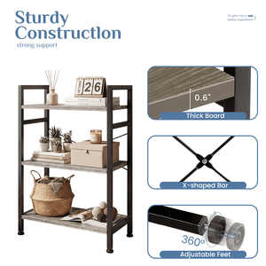 3-Tier <b>Industrial</b> <b>Bookcase</b> with Steel Frame and MDF Shelves for Home Office Books CDs Movies - Product Image 3