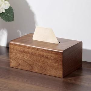 Boîte à mouchoirs artisanale en bois d'acacia foncé naturel, support de mouchoirs massif de style japonais à tenons et mortaises, fait main - Product Image 6