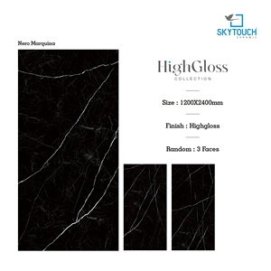 Baldosas de Porcelana Negra Dorada de Alto Brillo de 1200x2400 mm para Encimeras de Villas - Product Image 2