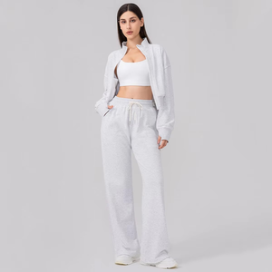 Survêtement pour femme en coton coupe-vent grande taille avec logo personnalisé, ensemble 2 pièces avec fermetures éclair doubles et col montant - Product Image 5