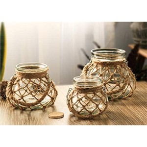 Vase en jute vintage style campagnard, lanterne rustique en corde tressée, pot suspendu pour plantes, centre de table, décoration de table, vases à fleurs en rotin - Product Image 2