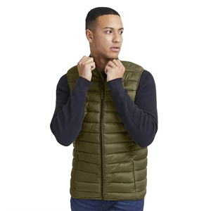 Gilet matelassé personnalisé pour homme à col montant, avec extérieur en toile imperméable, coupe-vent, manches d'hiver, grandes tailles, service OEM - Product Image 3