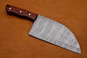 Couteau de chef artisanal à motif Damas, couteau à découper la viande et les légumes pour l'extérieur, avec étui en cuir, vente en gros - Product Image 5