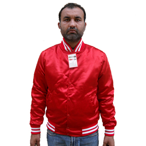 Veste de baseball en satin personnalisée de haute qualité, respirante, avec logo d'équipe sportive, pour hommes - Product Image 1