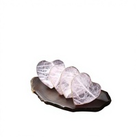 Sous-verre de table en pierre naturelle (quartz rose, agate) plaqué or, fait main, motif cœur, style chakra, vente en gros, nouveauté
