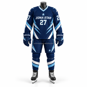 Ensemble d'uniformes de hockey personnalisés sublimés, vêtements de sport d'équipe, maillot et pantalon en mesh respirant à séchage rapide, fabricant en gros, fournisseur OEM - Product Image 1