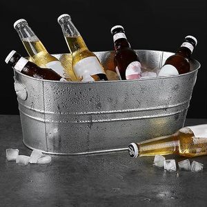 Stainless Steel Beverage Tub Ice Bucket Large Rectangle Drink Chiller Side Handles <b>Beer</b> Wine Soda for Floral Pattern - Product Image 6