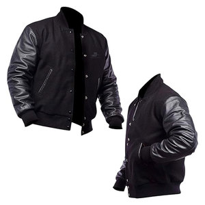 Wholesale Men Letterman <b>Jacket</b> <b>Leather</b> / Wool Made Breathable Fabric <b>Long</b> Sleeves Winter <b>Jacket</b> - Product Image 3