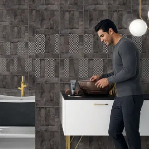 Premium 300x300mm Carved Porcelain <b>Wall</b> Tile High End Textured Glazed Ceramic for Luxury Hotel Office Commercial Interior Design - Product Image 3