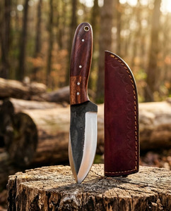 Hand Forged Carbon Steel Hunting Knife with Rosewood Handle <b>Fire</b> Finish Fixed Blade Skinner Knife Wholesale Bulk Order - Product Image 3