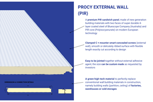 Panel Sándwich PIR Procy de 100 mm para Cámaras Frigoríficas de Eficiencia Energética, Diseño Moderno, Pared Exterior Ignífuga, Instalaciones de Almacenamiento en Frío - Product Image 2