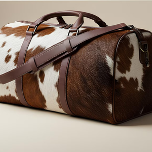 Cowhide Hair Leather Genuine Leather Duffle <b>Bag</b> Fashion Zipper High Quality Multi-Function Large Capacity Travel <b>Bag</b> Weekend - Product Image 2