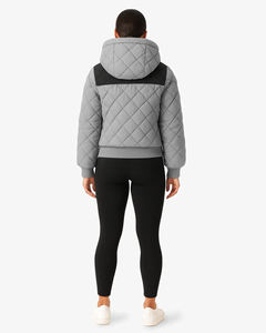 Chaqueta Acolchada Ligera para Mujer, Nueva, Hecha en Pakistán, Color Gris Claro y Negro, Chaqueta Acolchada Moderna, Moda de Invierno - Product Image 2