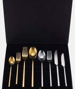 Juego de Cubiertos Modernos de Acero Inoxidable Dorado y Plateado, Aptos para Lavavajillas, Cubertería para Bodas, Cucharas, Tenedores, Cuchillos - Product Image 6