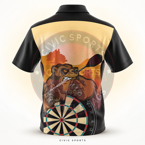 Chemise zippée personnalisée pour le dart, maillot de dart sublimé, motif de cible de dart sportif, manches courtes, tissu polyester/coton - Product Image 4