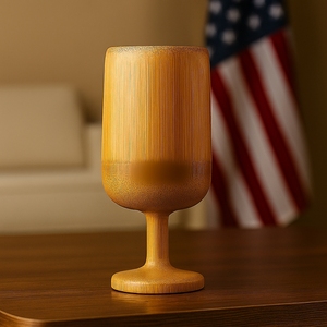 Verre à vin en bambou écologique |   Gobelet à boire en bois naturel |   Verre à bière artisanal durable de 500 ml pour la maison et les bars - Product Image 3