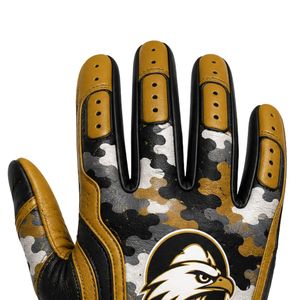 Gray & Gold American Football Receiver Gloves with Premium Sticky Grip Palm for Football Training and <b>Games</b> - Product Image 5