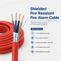 Cable de Alarma Contra Incendios Resistente al Fuego, 2/4 Núcleos, Cobre Desnudo Trenzado, 24 AWG, Blindaje de Lámina, Cable de Drenaje, Cubierta de PVC/LSZH, Aislamiento LSZH, OEM