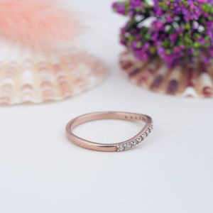 Minimalist <b>Thin</b> 925 Sterling Silver Rose Gold Plated for Certified Prong Set Diamond Engagement <b>Ring</b> for Women - Product Image 4