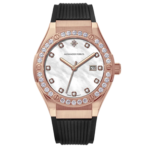 2251R-19 SAPPHIRE CRYSTAL Rubber 50 <b>m</b> Water Resistant Fashion Round Alexander Ferros Stainless Steel <b>Watches</b> - Product Image 4
