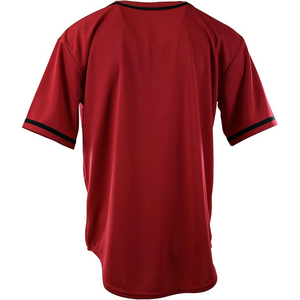 Maillot de baseball unisexe rouge uni avec bordure noire, tissu en maille respirant de haute qualité - Product Image 5