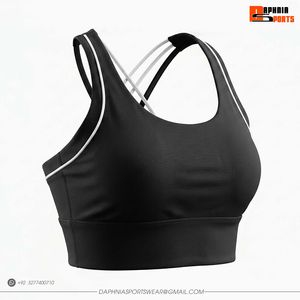 Soutien-gorge de sport DAPHNIA pour femme, couleur unie, dos croisé, col rond, maintien moyen, respirant, haute qualité, pour yoga et entraînement - Product Image 3