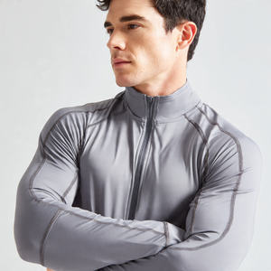 Veste de yoga pour homme 100% polyester à col montant, style streetwear, pour la gym et le fitness, anti-UV et respirante - Product Image 1