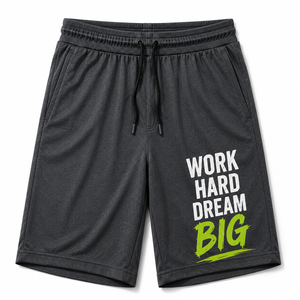 Shorts de sport respirants pour hommes, taille mi-haute, avec cordon de serrage, imprimé graphique personnalisé, en maille polyester, pour entraînement et course à pied - Product Image 1